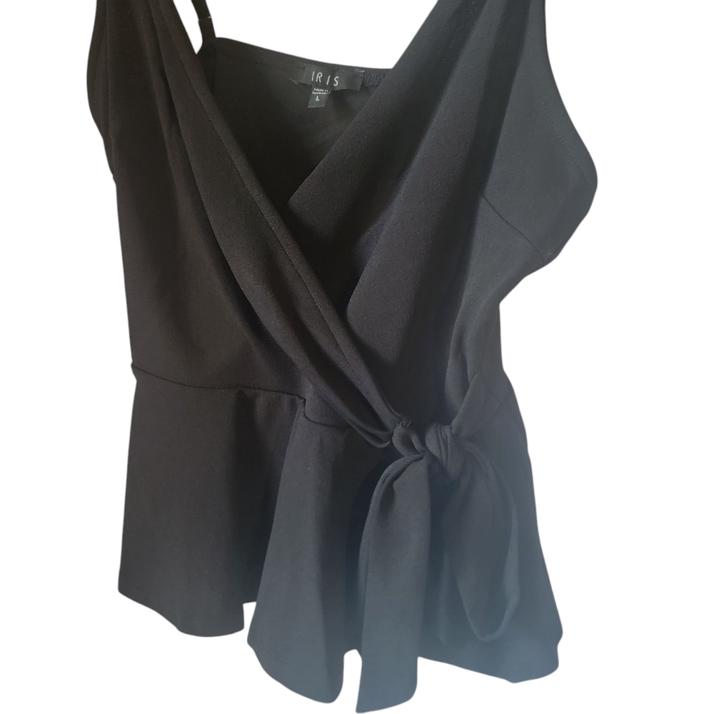 Black Women's IRIS Top Wrap Tie Front Large Adjustable Spaghetti Straps